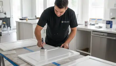 Professional cabinet painting in Stockton, CA kitchen by local house-painting experts