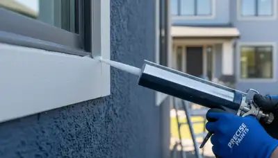 Professional caulking and sealing on home exterior in Stockton, CA by expert painters