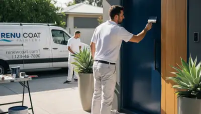 Professional door painting and refinishing at a home entrance in Stockton, CA