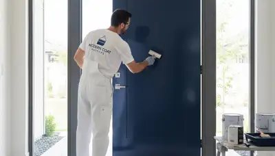 Professional door painting and refinishing at a Stockton, CA home entrance by local painters