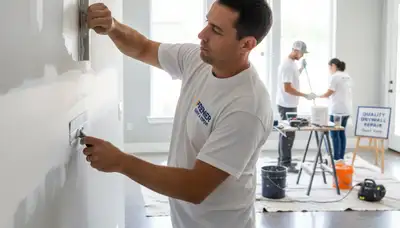 Professional drywall repair and wall restoration in a Stockton, CA home by expert painters
