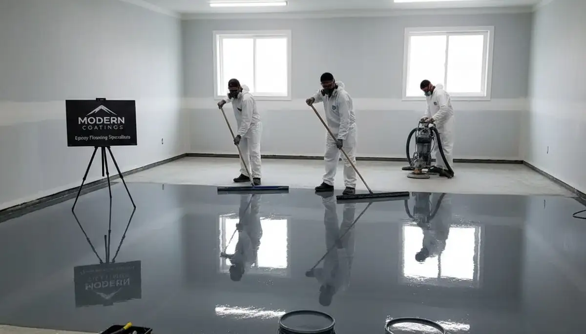Professional epoxy floor coating in Stockton, CA garage by local house painting experts