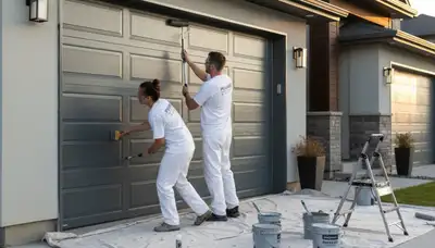 Professional garage door painting in Stockton, CA enhancing curb appeal and weather protection