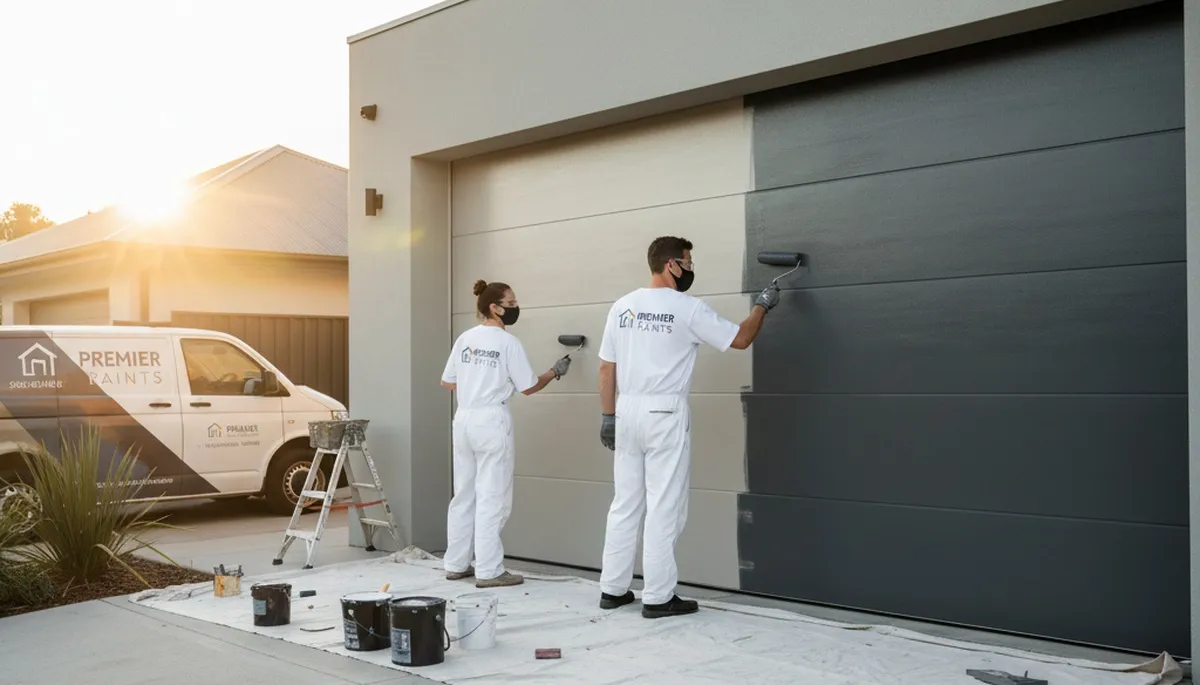 Professional garage door painting in Stockton, CA with durable, weather‑resistant finish