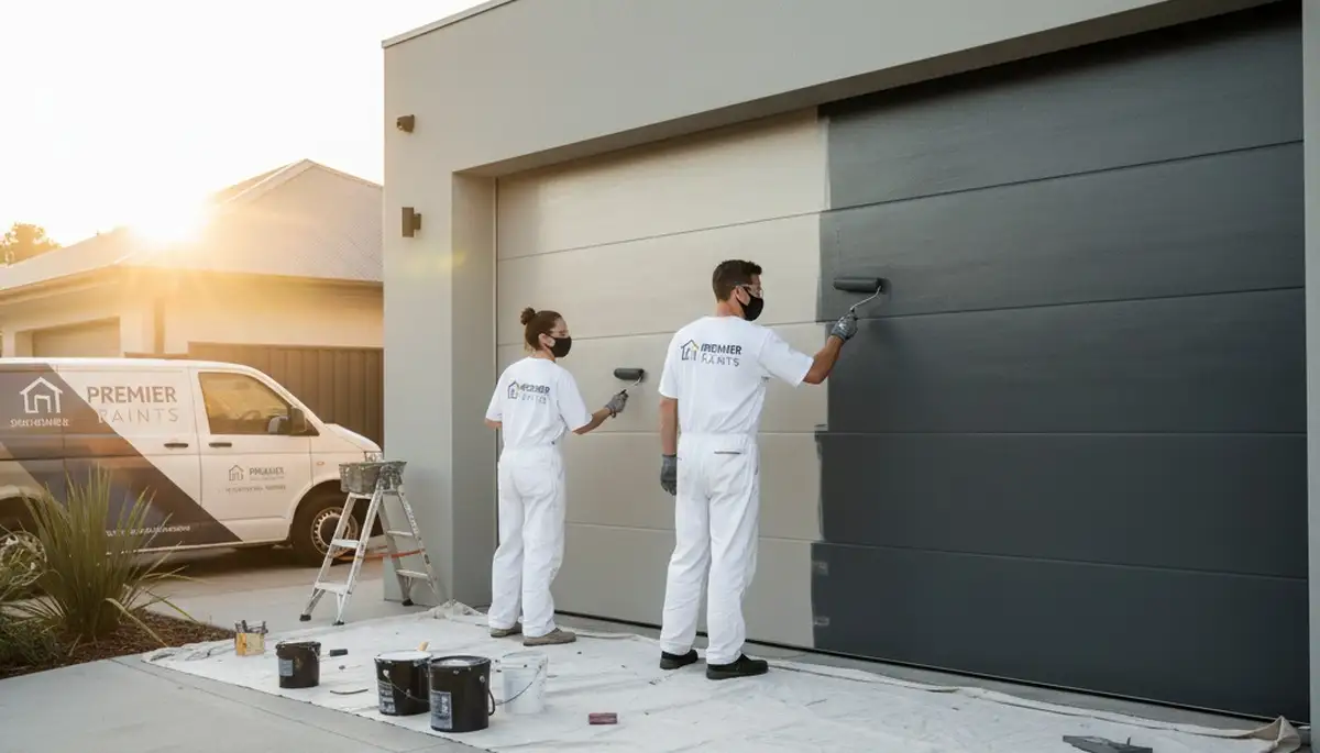 Professional garage door painting in Stockton, CA with durable, weather‑resistant finish