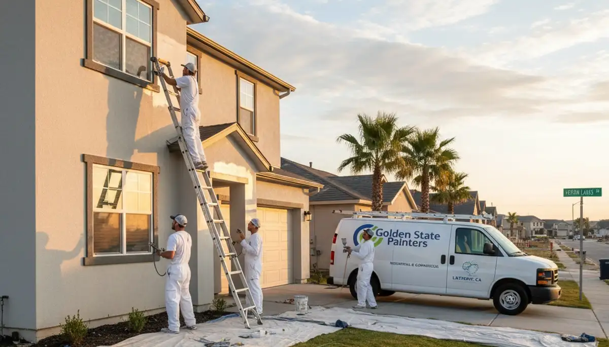 Stockton, CA house painting service with professional painters on a residential exterior