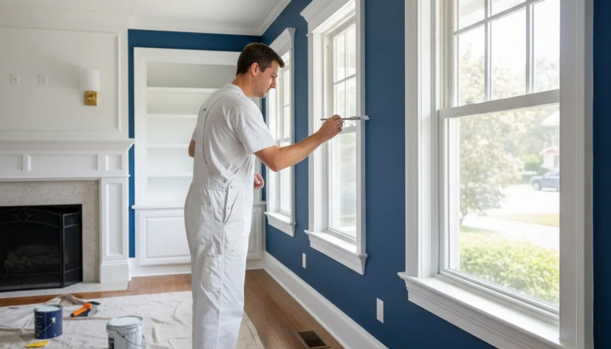 Professional interior trim painting with crisp edges in Stockton, CA home by expert house painters