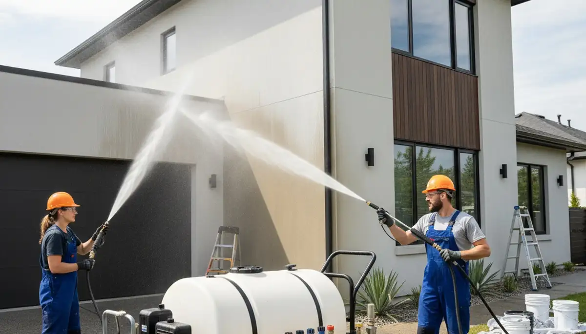 Professional pressure cleaning in Stockton CA restoring home exteriors from Central Valley dust and residue