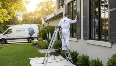 Professional shutter painting on a Stockton, CA home exterior by expert house painters