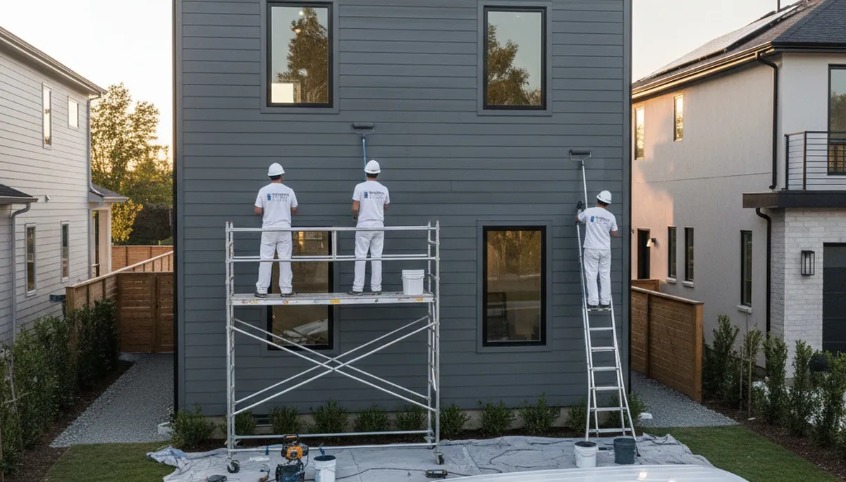 Professional siding painting on a home in Stockton, CA by expert exterior house painters