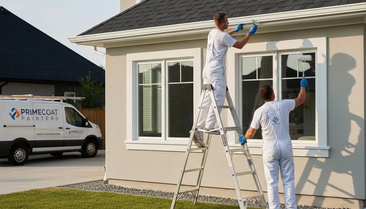 Professional trim and fascia painting on a Stockton, CA home by expert house painters