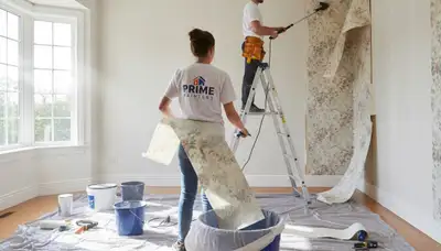 Professional wallpaper removal and surface prep by house painters in Stockton, CA