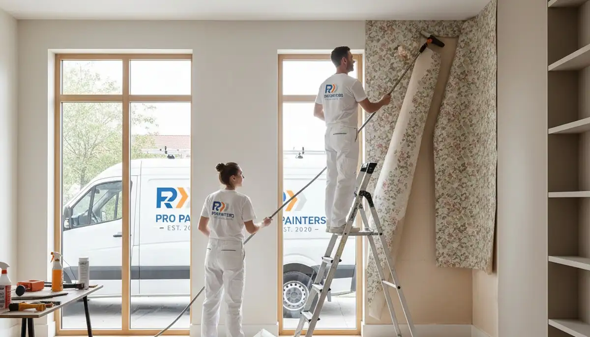 Professional wallpaper removal service preparing home interior walls in Stockton, CA
